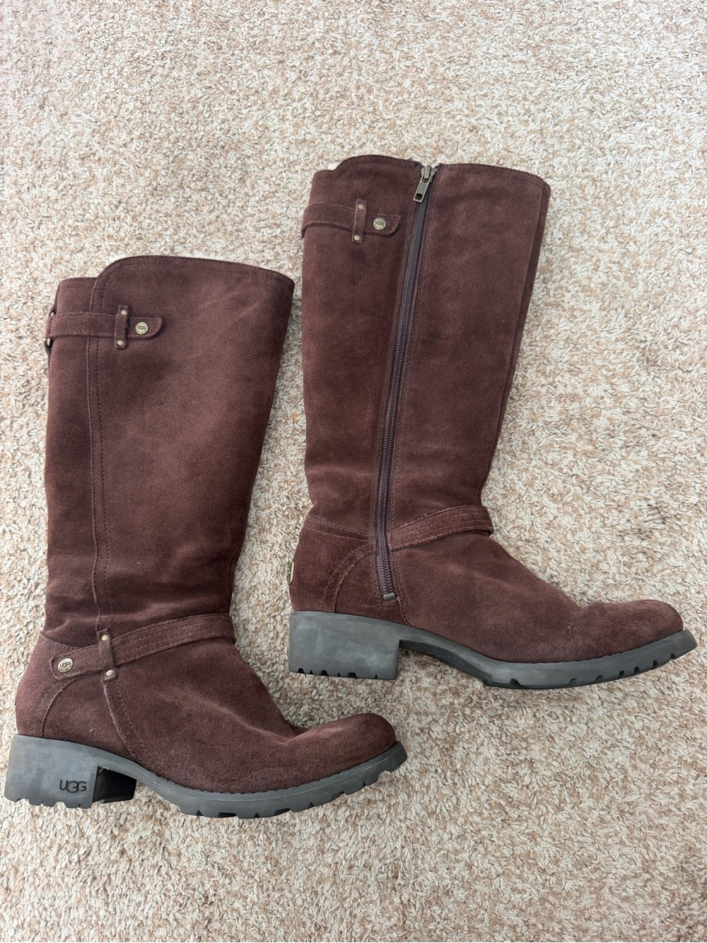 UGG Jillian Tall Suede Buckle Boots Sz 8